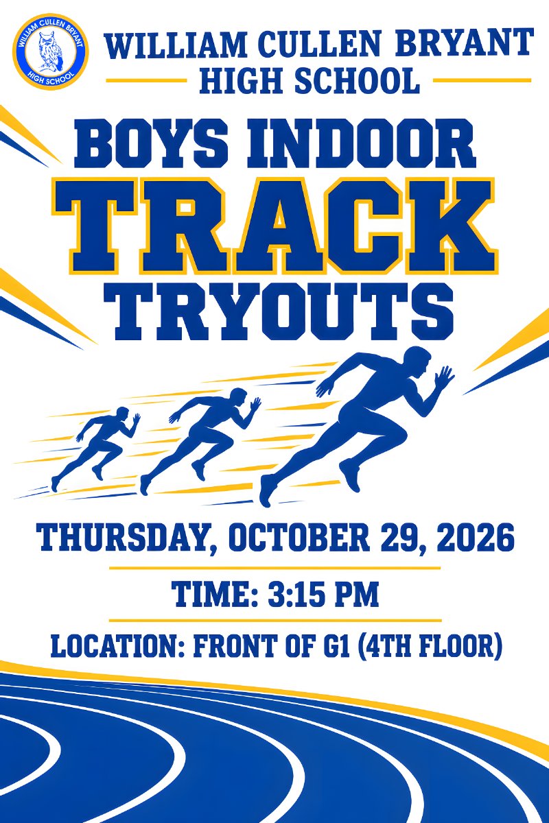 boys indoor track tryouts flyer